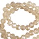 Faceted glass beads 6x4mm disc Latte beige-pearl shine coating